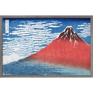 Trends International Fine Wind, Clear Morning by Katsushika Hokusai Framed Wall Poster Prints - 1 of 4