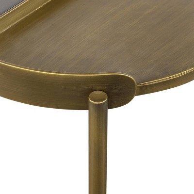 Round Gold and Gray Metal Contemporary Coffee Table