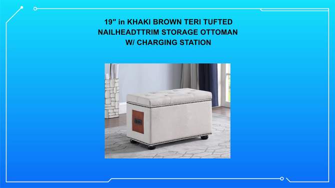 Storage Ottoman with Charging Station - Ore International, 2 of 7, play video