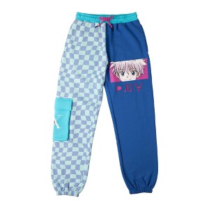 Hunter X Hunter Killua Blue Split Checkered Sweatpants - 1 of 4