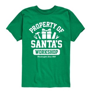 Boys' - Instant Message - Property Of Santas Workshop Christmas Short Sleeve Graphic T-Shirt - 1 of 4