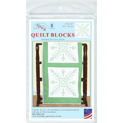 Jack Dempsey Stamped White Quilt Blocks 18"X18" 6/Pkg-Xx Floral