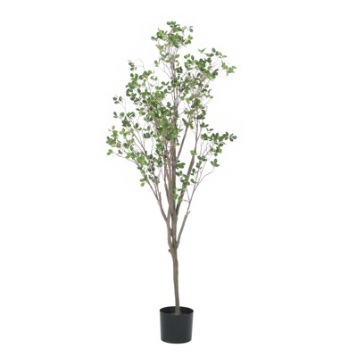 Artificial Milan Leaf Bonsai Tree for Home and Office, Realistic Faux Green Plant Pre-Potted Black Pot, Decorative Indoor Bonsai with Clustered Leaves