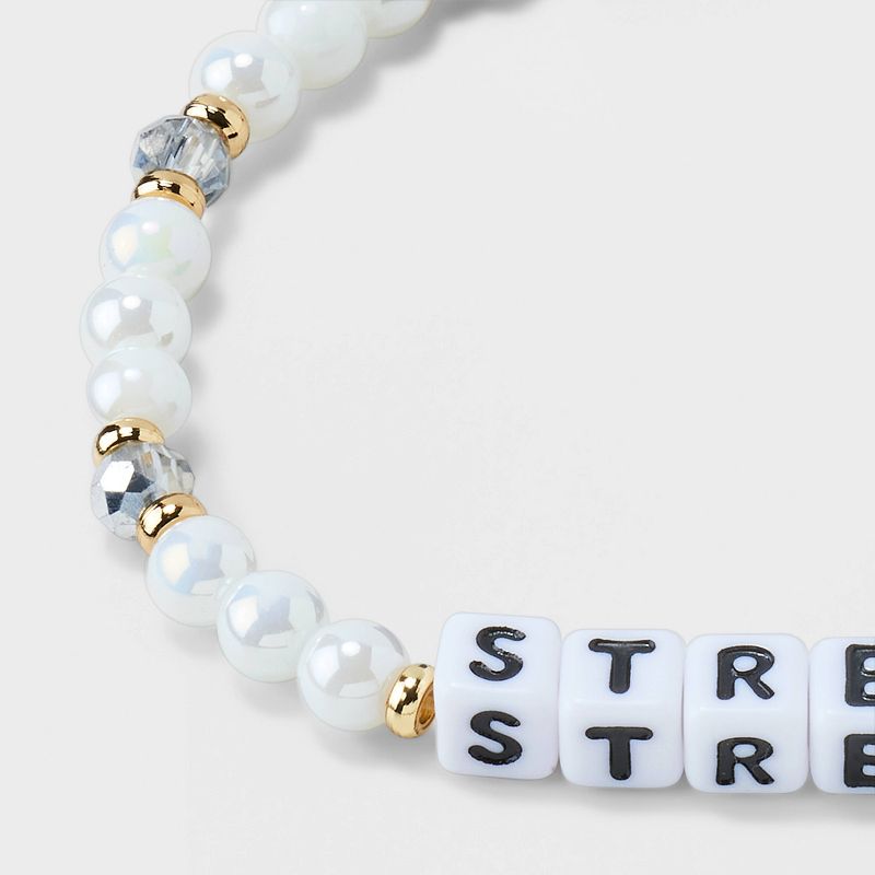 Little Words Project Strength Beaded Bracelet - White , 5 of 8