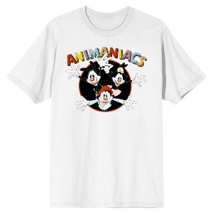 Animaniacs Cartoon Men's Yakko Wakko Dot Logo White Graphic T-Shirt - 1 of 1