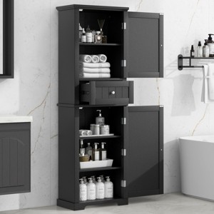 VASIP Tall Bathroom Storage Cabinet, Freestanding Storage Cabinet with Drawer and Adjustable Shelf, MDF Board with Painted Finis - 1 of 4