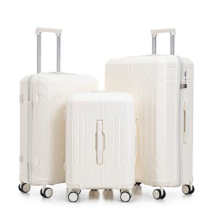 Gulches 3-Piece Luggage Set: 20"/24"/28" ABS Spinner Suitcases in White with TSA Lock - 1 of 4