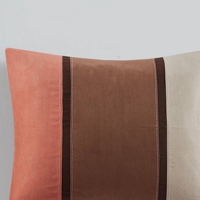 Queen Coral and Brown Microfiber Reversible Comforter Set