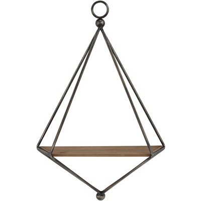 Newhill Designs Topeka Matte Gray and Brown Triangular Wall Shelf