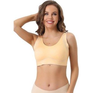 Allegra K Women's Non-wire Lightly Push Up Workout Yoga Comfort Sleeveless Sports Bras - 1 of 4