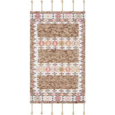 Ivory and Taupe Hand-Loomed Wool Area Rug, 3' x 5'