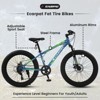 Kumasinova 24" Fat Tire Mountain Bike,Carbon Steel Frame Bicycle with Full Shimano 7 Speeds,Dual Disc Brake,Front Suspension,Bike for Adult & Youth - 4 of 4