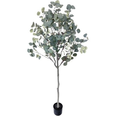 Artificial Eucalyptus Tree - Fake Silver Dollar Leaves, Realistic Eucalyptus Foliage, Silk Eucalyptus Plant, Decorative Indoor Plant