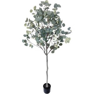 Artificial Eucalyptus Tree - Fake Silver Dollar Leaves, Realistic Eucalyptus Foliage, Silk Eucalyptus Plant, Decorative Indoor Plant - 1 of 4