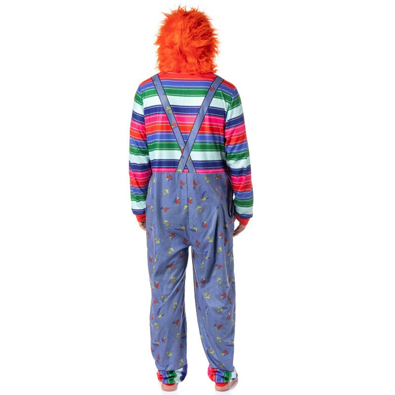 Child's Play Mens' Chucky Good Guys Hooded Union Suit Costume Sleep Pajama Blue, 3 of 8
