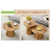 Round Coffee Table Set of 2,Mid Century Modern Wood Grain MDF Accent Table with Pedestal Base for Living Room-Baofuwish - 3 of 4