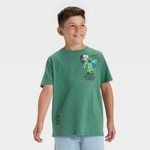 Boys' Minecraft Short Sleeve Graphic T-Shirt - Black - 1 of 4