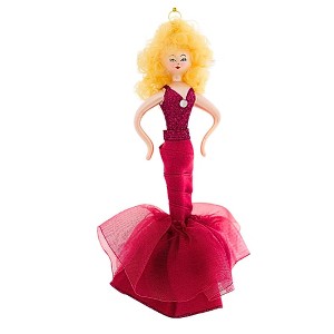 Italian Ornaments 7.0 Inch Chic Lady In Rose Dress Glittered Bodice Italian Tree Ornaments - 1 of 4