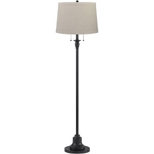 360 Lighting Dyna 58" High Black and Taupe Burlap Shade 2-Light Floor Lamp - 1 of 4