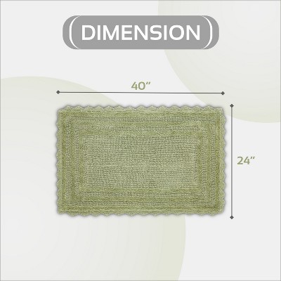 Sage Green Cotton Tufted Reversible Crochet Bath Rug 24" x 40"