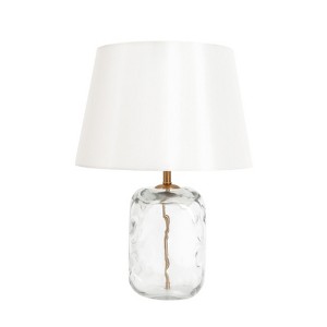 LNC Flabellum 22.4-in Modern Bedside/Standard Table Lamps,Polished Gold and Clear Ripple Glass with Fabric Shade - 1 of 4