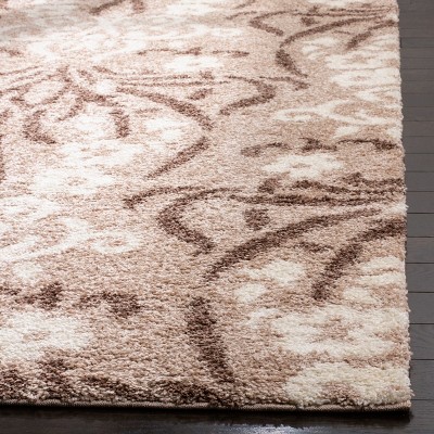 Elegant Gray Floral Shag Area Rug, Hand-Knotted 4' x 6', Easy Care