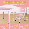 Aoibox Kids Table and 2 Chairs Set Height Adjustable Toddler Furniture for Ages 3-8 Easy Wipe Arts Crafts Pink 3pcs - 3 of 4
