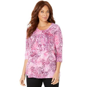 Catherines Women's Plus Size Poetry Tiered Tee - 1 of 4