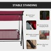 CAVINAS 3-Seat Patio Porch Swing,Hammock Swing Bench with Adjustable Canopy,Outdoor Swing for Garden&Backyard,528LBS Capacity,Red - 2 of 4