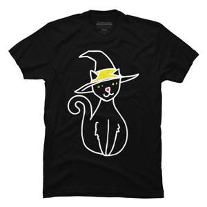 Men's Design By Humans Halloween Witchy Cat By BubbSnugg T-Shirt - 1 of 4