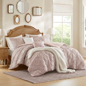5-Piece Full/Queen 5 Piece Sculpted jacquard comforter set,Pink - 1 of 1