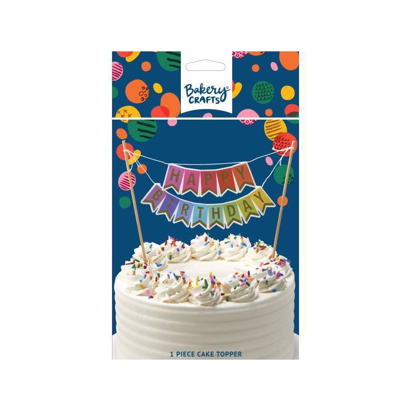 Bakery Crafts Happy Birthday Banner Cake Topper, 1 of 5