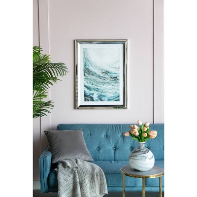 Aurora Crystal Mirror Framed Wall Art - Set Of 2 -  23.5" X 31.5" - Blue/White/Beige (Set of 2)
