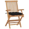 vidaXL Patio Chairs with Black Cushions 2 pcs Solid Teak Wood - 2 of 4