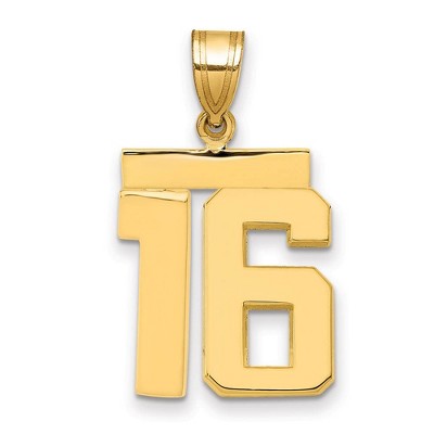 Black Bow Jewelry 14k Yellow Gold, Athletic Collection Medium Polished Number 16 Pendant