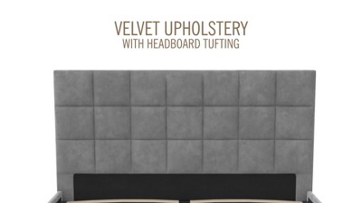 King Light Gray Velvet Upholstered Bed with Storage Drawers