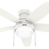 Hunter Fans 52" Lilliana Lighted Ceiling Fan Fresh White Finish with Integrated LED and Pull Chain Control - 3 of 4
