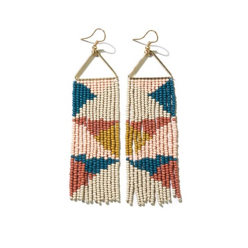 INK+ALLOY Brooke Split Diamond Beaded Fringe Earrings