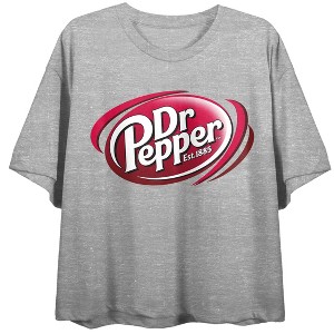 Dr. Pepper Classic Logo Women's Heather Gray Graphic Crop Tee - 1 of 3