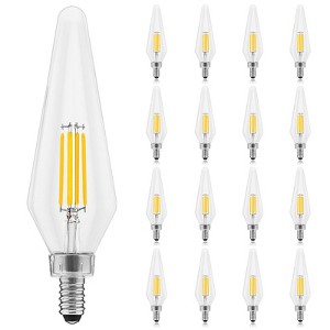 Luxrite E12 Candelabra LED Light Bulb 4.5W=60W Equivalent, 2700K Warm White, Dimmable 500 Lumens, HX10.5 Glass, UL Certified 16 Pack - 1 of 4