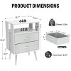 INFURNIC Nightstands 2 Pack Modern Nightstand with Charging Station Fabric Drawers Metal Legs for Bedroom, White, 15.75"*11.81"*23.62" - 3 of 4