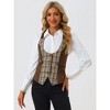 INSPIRE CHIC Women's Contrast Plaid Button Down Sleeveless Vintage Waistcoat - 4 of 4