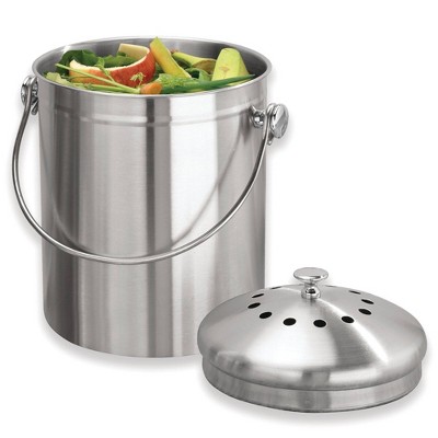 UTOPIA STAINLESS STEEL 1.3 GAL Countertop COMPOST BIN - NEW - OPEN BOX