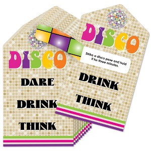 Big Dot of Happiness 70's Disco - 1970s Disco Fever Party Game Pickle Cards - Dare, Drink, Think Pull Tabs - Set of 12 - 1 of 4