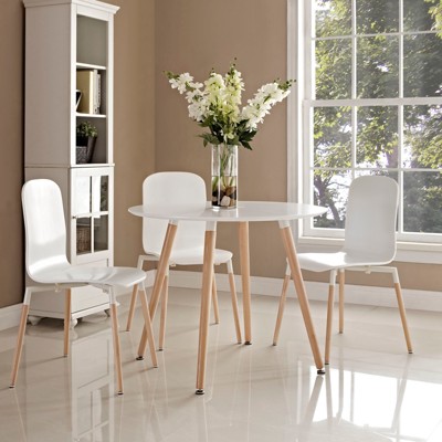 White Round Wood Contemporary Dining Table