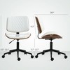 Home Office Chair No Arms with Wheels, PU Leather Desk Chair with Adjustable Height, 360 Swivel for Reading - 3 of 4