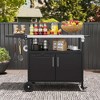 Costway Grill Cart with Storage 33" Outdoor Kitchen Island with Folding Stainless Steel Top - 2 of 4