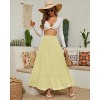 Women's 2025 Boho Chiffon Maxi Skirt - Flowy Pleated A-Line Long Skirt with Elastic Waist Lemon Grass-77 - 3 of 4