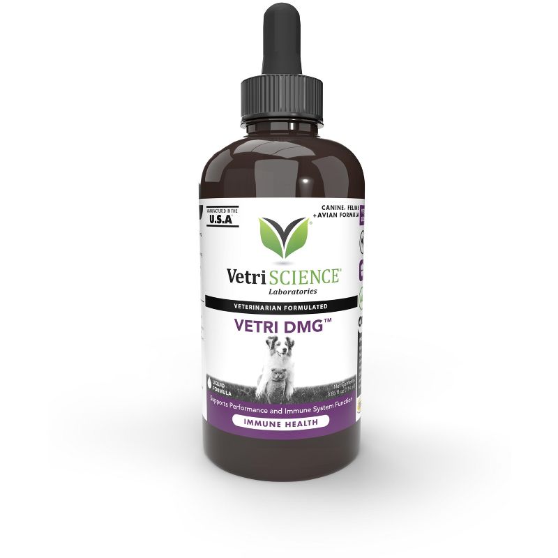 VetriScience Vetri-DMG Immune Health Dog, Cat, & Bird Liquid Formula, unflavored, 3.85 fl oz dropper, 1 of 4