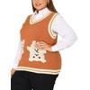 Agnes Orinda Women's Plus Size V Neck Bear Knit Sleeveless Pullover Sweaters Vest Orange 2X - 2 of 4